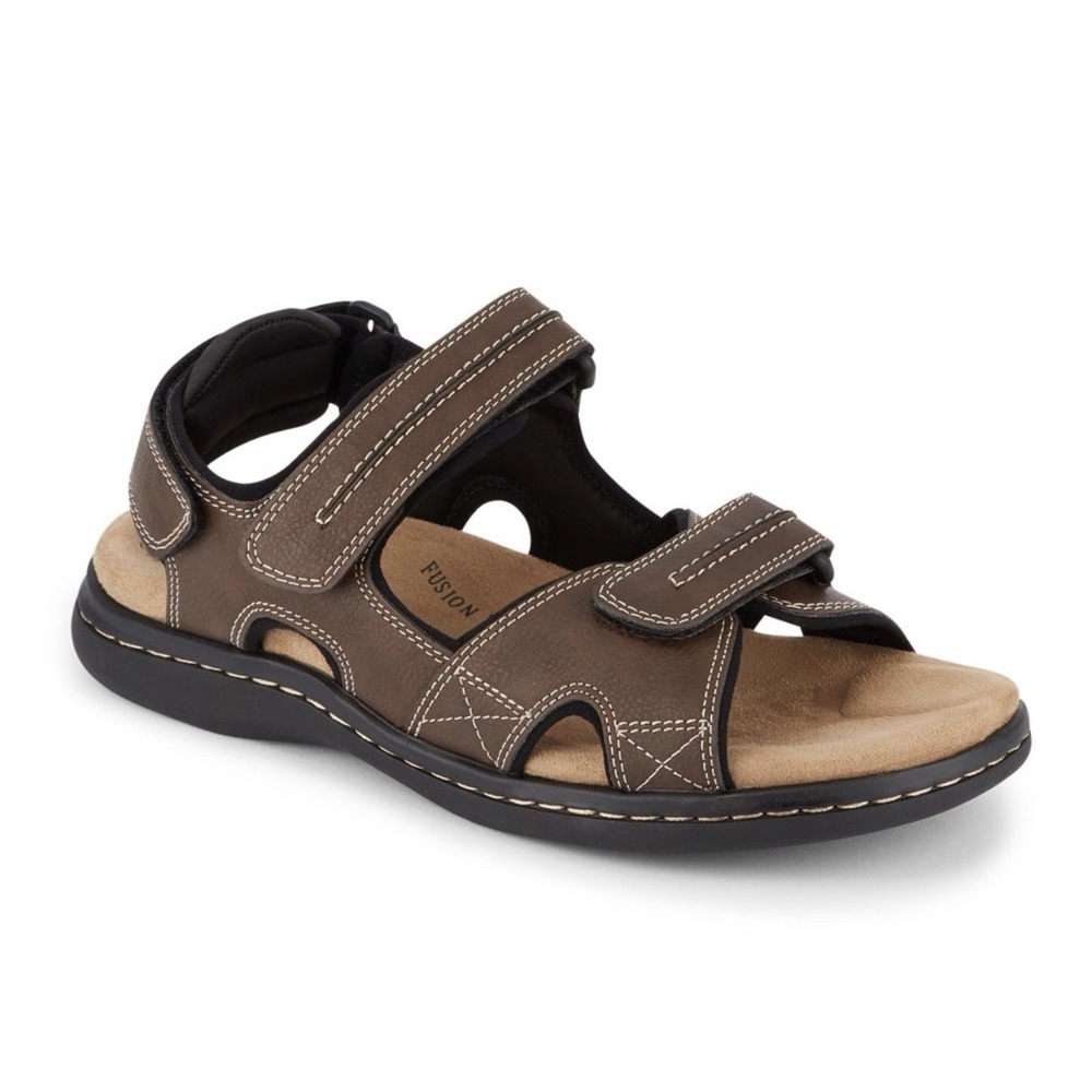 Dockers Fusion Mens‎ Brown Sport Sandals Memory Foam Adjustable Straps Size 9